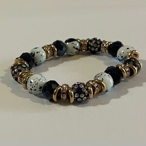 NEW Elegant Black and Gold Beaded Bracelet